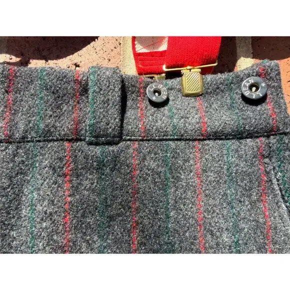 Vintage 1960s LL Bean Script Tag Heavy Wool Hunting Pants with Suspenders Stripe - Picture 6 of 16